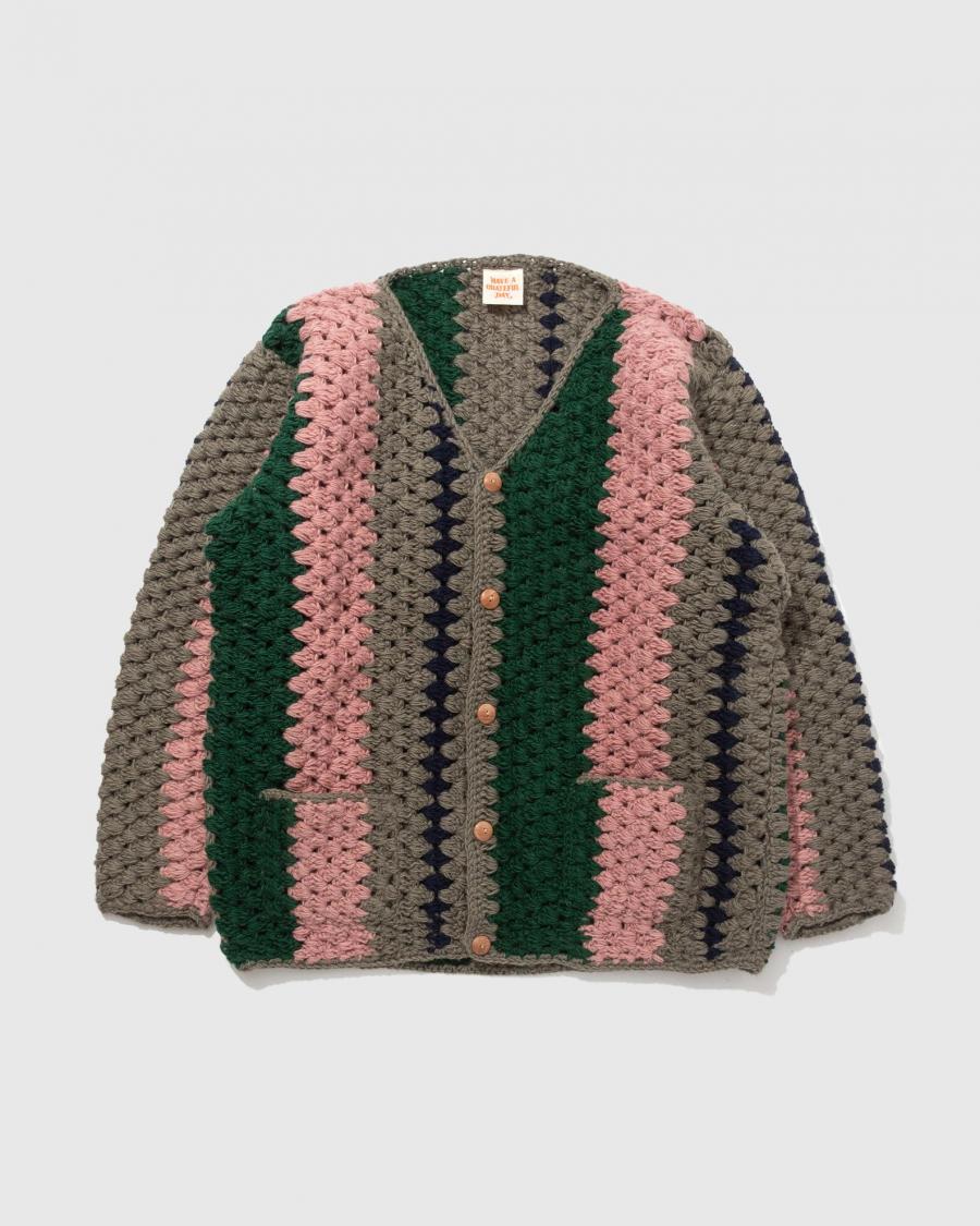 HAVE A GRATEFUL DAY」crochet cardigan -green- – 【セレクト