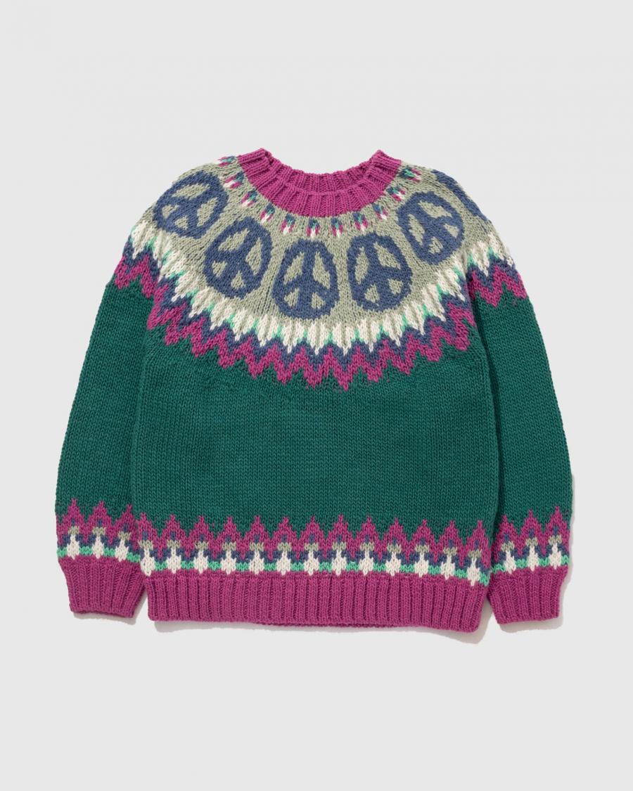 PEACE PATTERN WOOL KNIT CREW