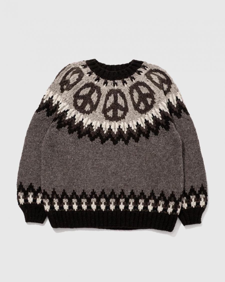 PEACE PATTERN KNIT CREW