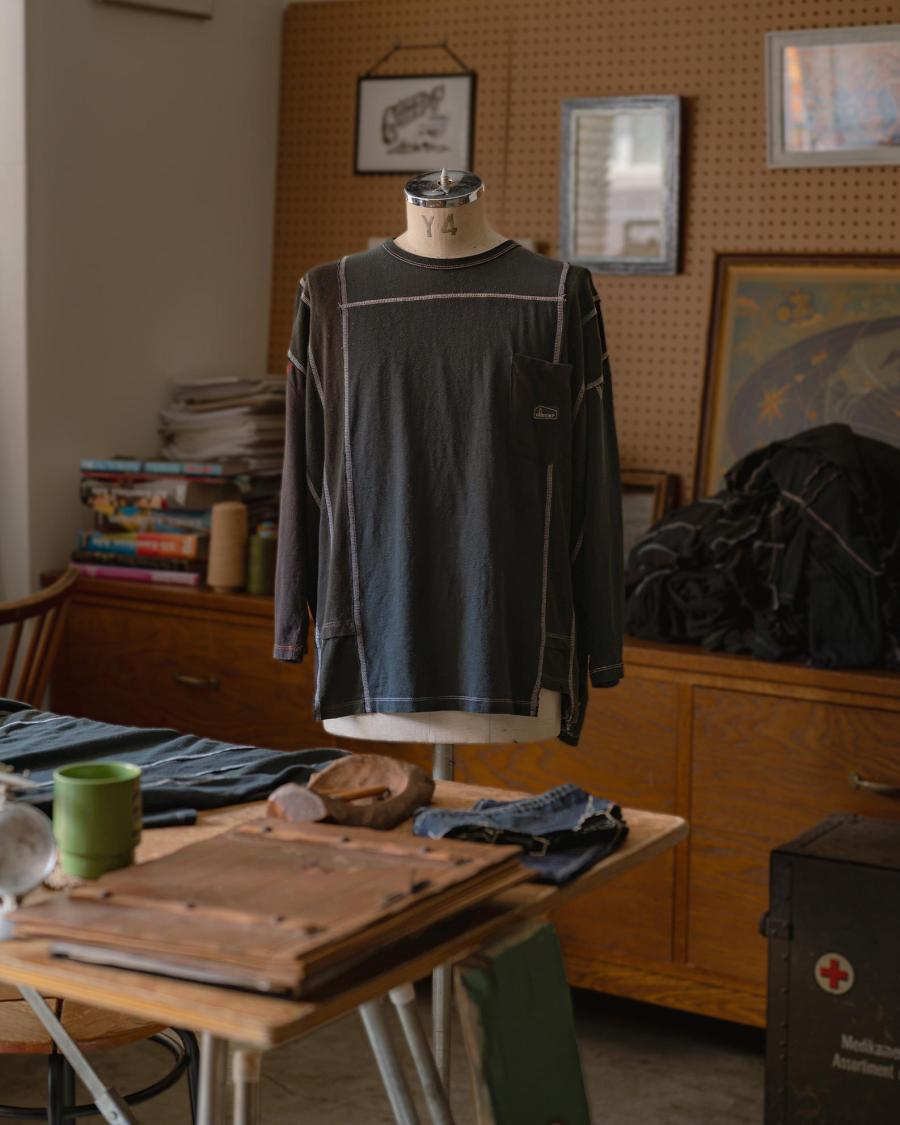 3/4SL T-SHIRT - BLACK DYED REUSE