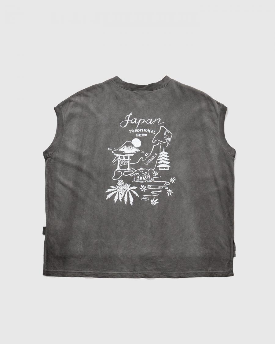 JAPAN TRADITIONAL HEMP HONEY SLEEVE-LES TEE