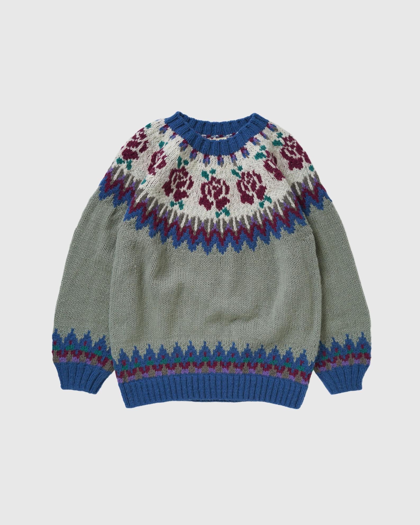 ROSE PATTERN WOOL KNIT CREW | KNIT | JUZU store | ジュズストア