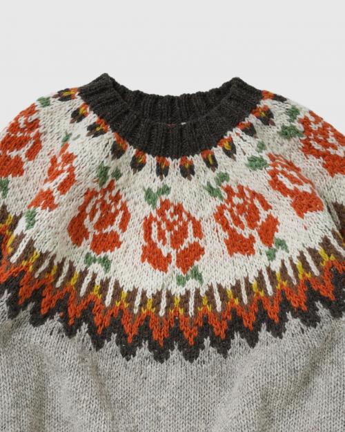 ROSE PATTERN WOOL KNIT CREW