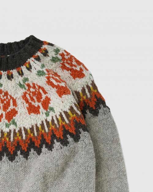 ROSE PATTERN WOOL KNIT CREW