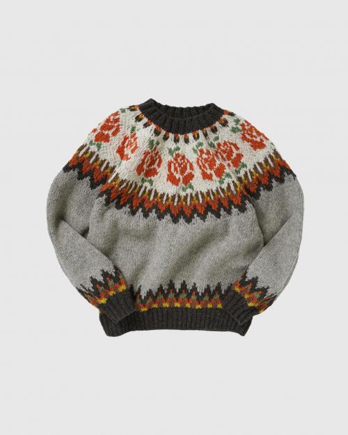 ROSE PATTERN WOOL KNIT CREW