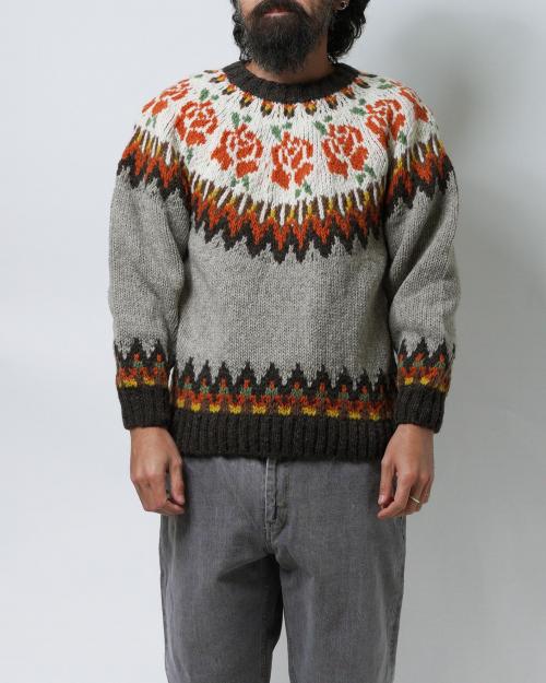 ROSE PATTERN WOOL KNIT CREW