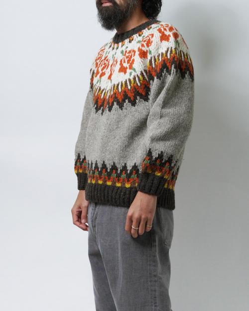 ROSE PATTERN WOOL KNIT CREW