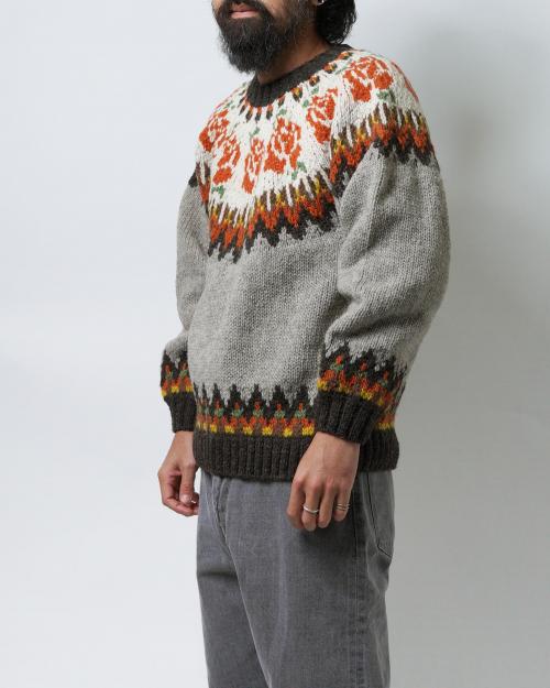 ROSE PATTERN WOOL KNIT CREW