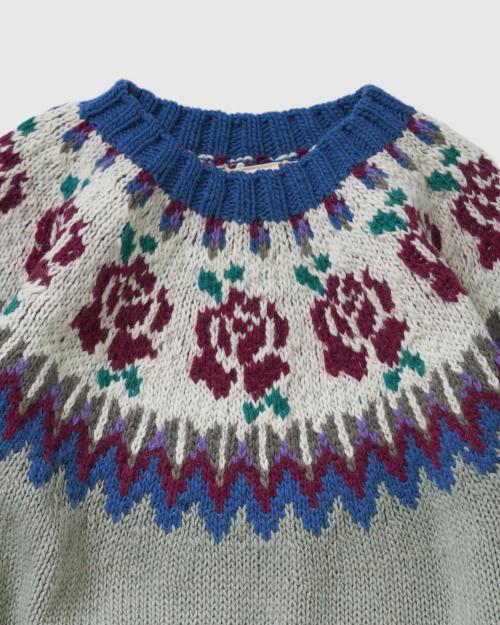 ROSE PATTERN WOOL KNIT CREW