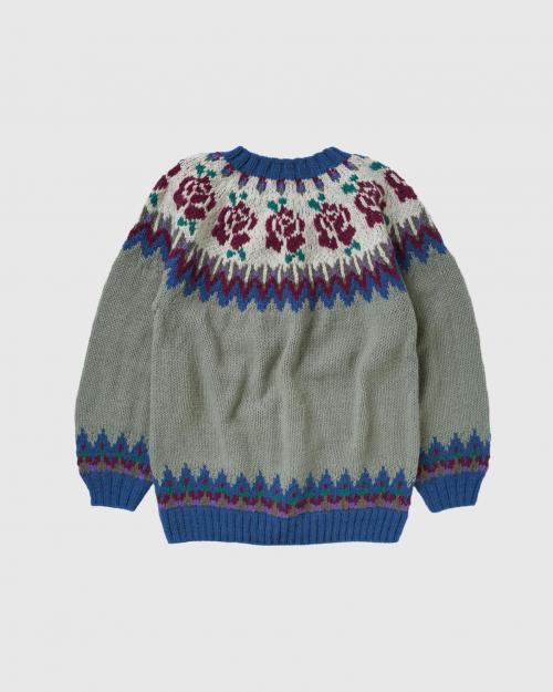 ROSE PATTERN WOOL KNIT CREW