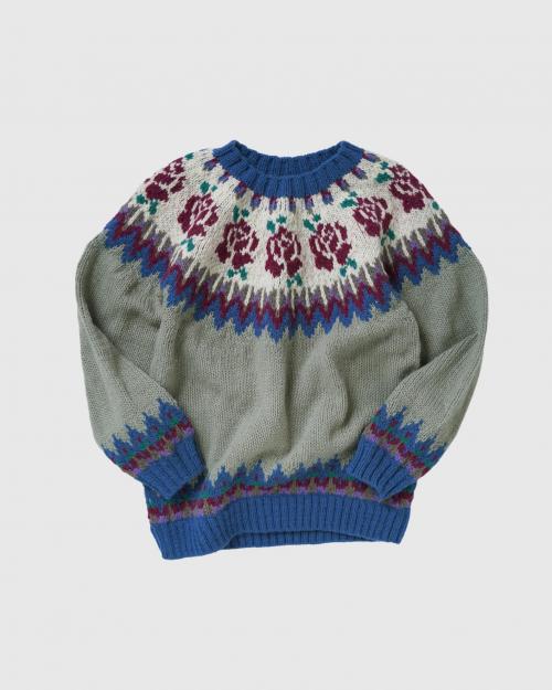 ROSE PATTERN WOOL KNIT CREW