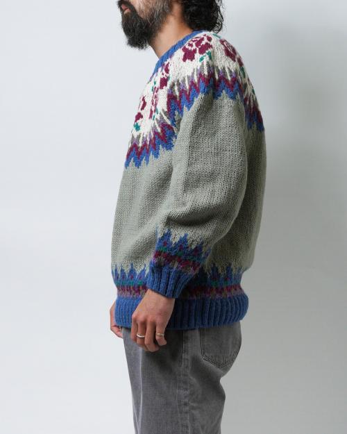 ROSE PATTERN WOOL KNIT CREW