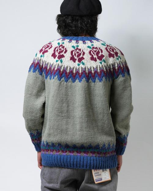 ROSE PATTERN WOOL KNIT CREW