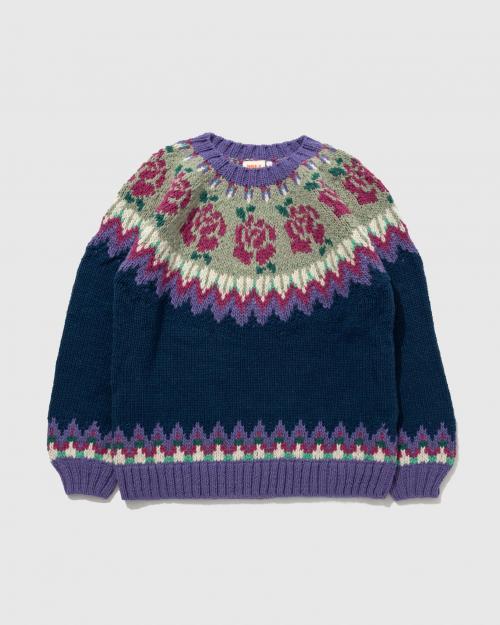 ROSE PATTERN WOOL KNIT CREW