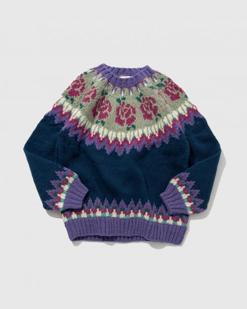 ROSE PATTERN WOOL KNIT CREW