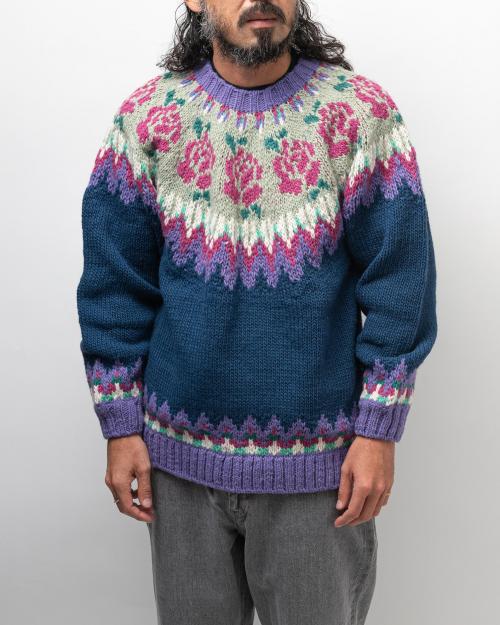 ROSE PATTERN WOOL KNIT CREW