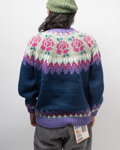 ROSE PATTERN WOOL KNIT CREW