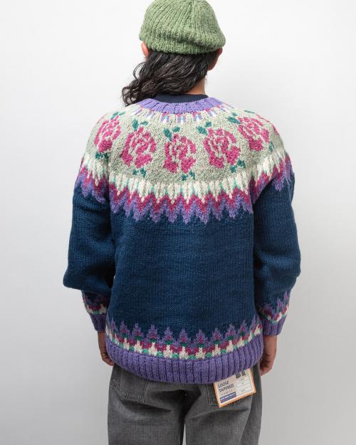 ROSE PATTERN WOOL KNIT CREW