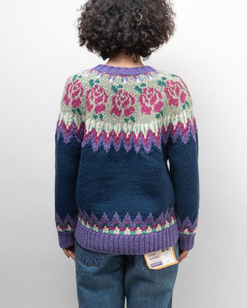 ROSE PATTERN WOOL KNIT CREW