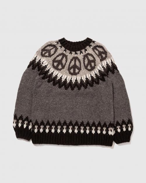 PEACE PATTERN WOOL KNIT CREW