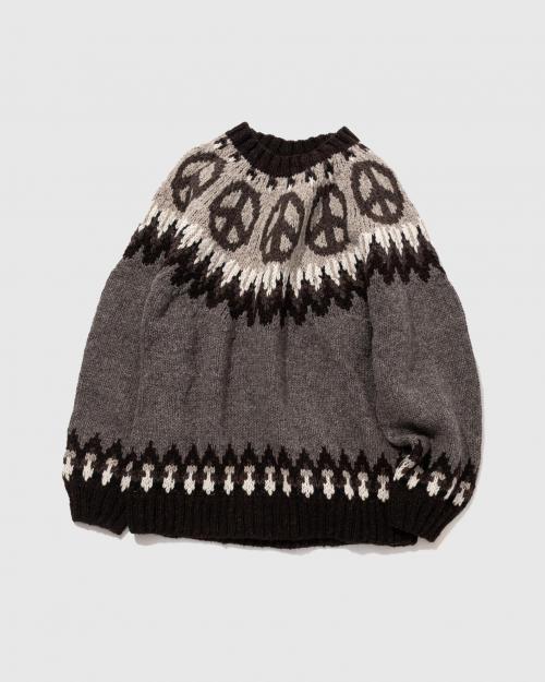 PEACE PATTERN WOOL KNIT CREW