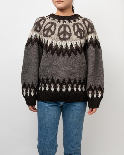 PEACE PATTERN WOOL KNIT CREW