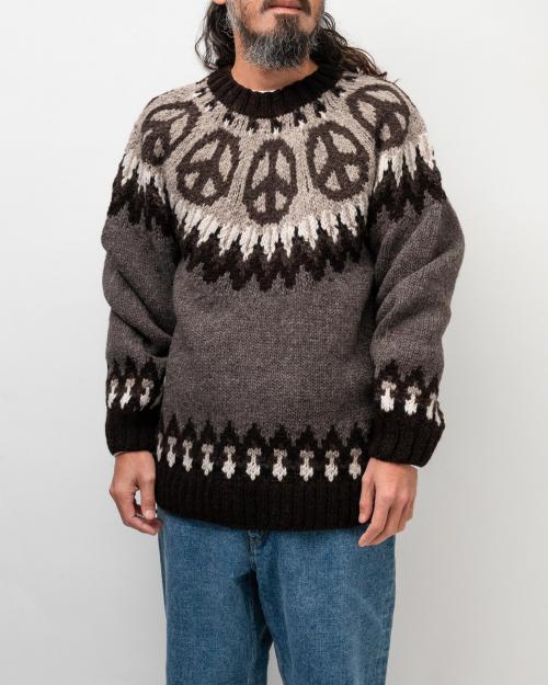 PEACE PATTERN WOOL KNIT CREW