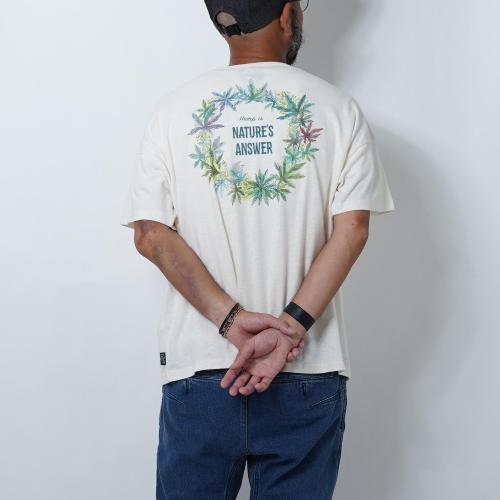 "HEMP LEAF WREATH" WIDE POCKET TEE