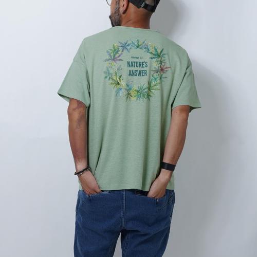 "HEMP LEAF WREATH" WIDE POCKET TEE