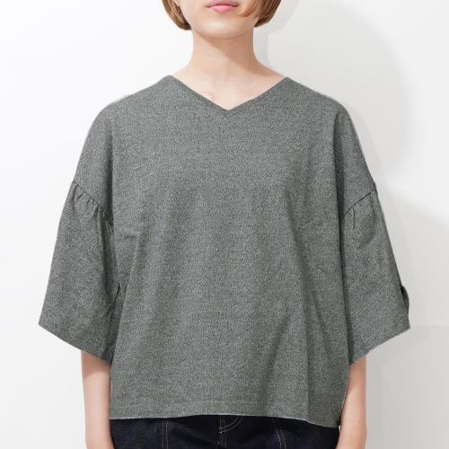 SWING SLEEVE TEE／H/C JERSEY（BLACK HEATHER）