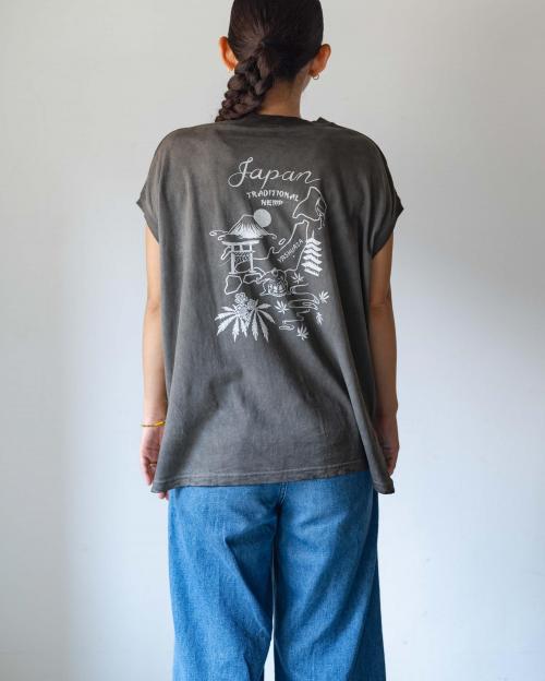 JAPAN TRADITIONAL HEMP HONEY SLEEVE-LES TEE