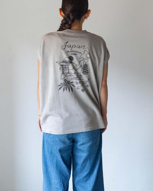 JAPAN TRADITIONAL HEMP HONEY SLEEVE-LES TEE