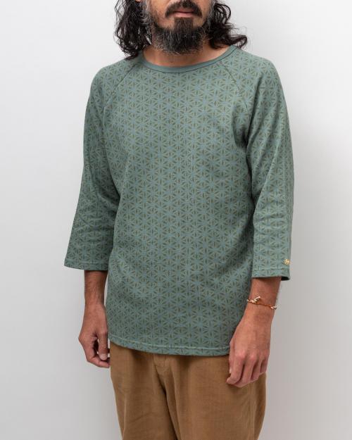 BASE BALL SLEEVE CREW / LEAF PRINT