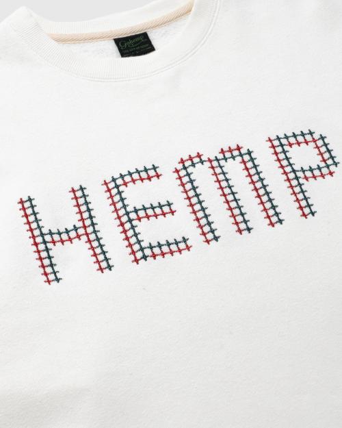 CROSS STITCH HEMP CREW SWEAT