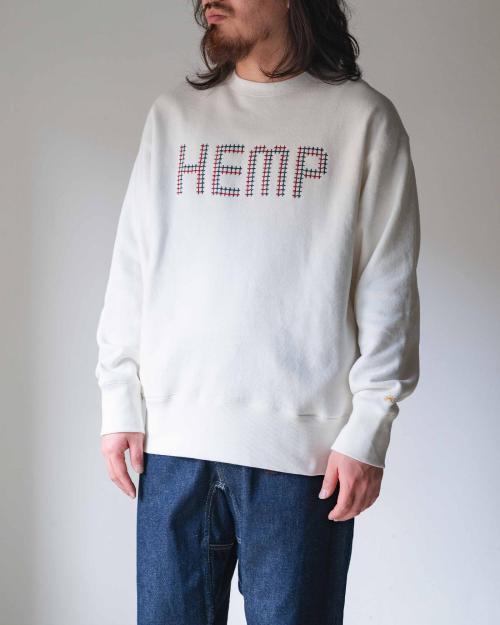 CROSS STITCH HEMP CREW SWEAT