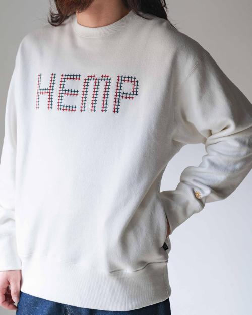 CROSS STITCH HEMP CREW SWEAT