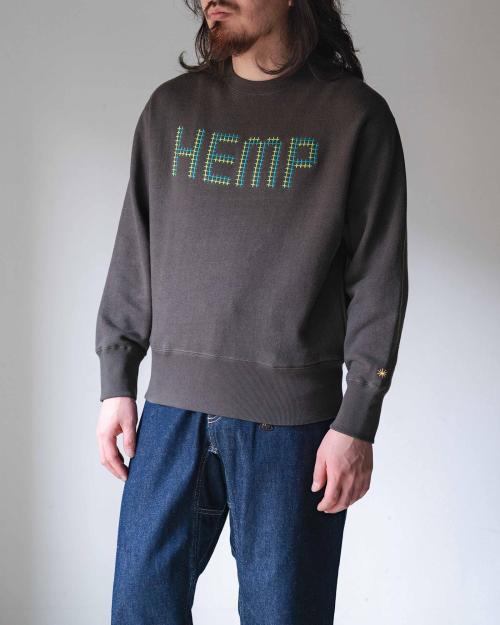 CROSS STITCH HEMP CREW SWEAT