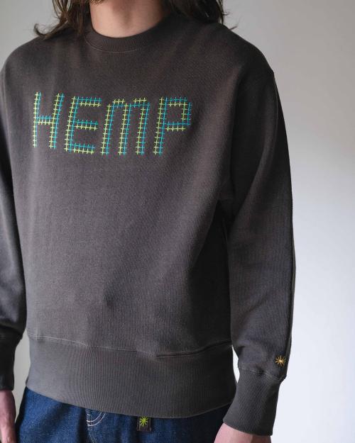 CROSS STITCH HEMP CREW SWEAT