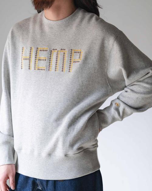 CROSS STITCH HEMP CREW SWEAT