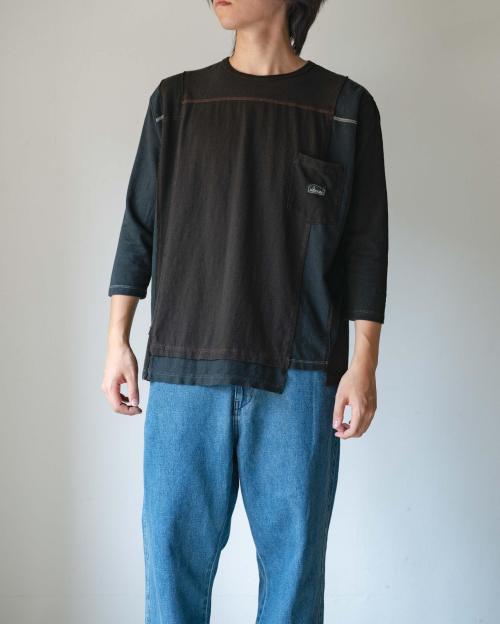 3/4SL T-SHIRT - BLACK DYED REUSE