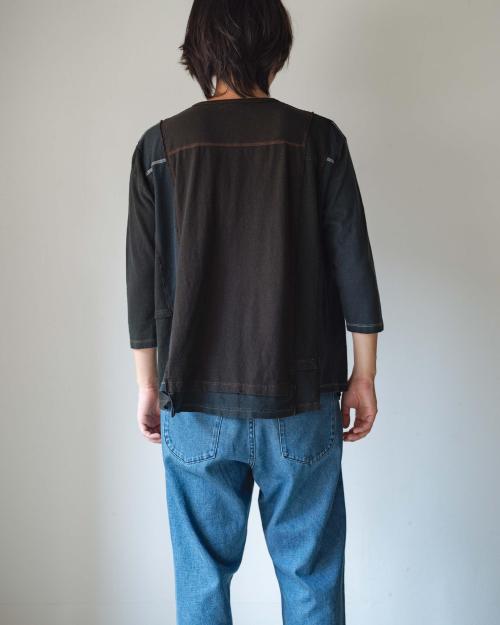 3/4SL T-SHIRT - BLACK DYED REUSE