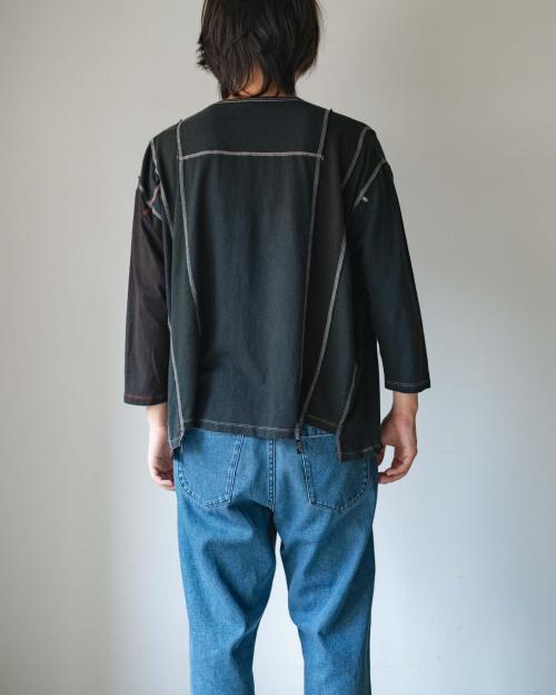 3/4SL T-SHIRT - BLACK DYED REUSE
