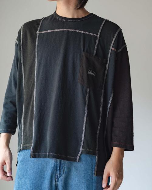 3/4SL T-SHIRT - BLACK DYED REUSE