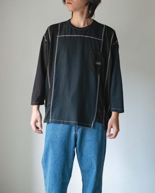 3/4SL T-SHIRT - BLACK DYED REUSE
