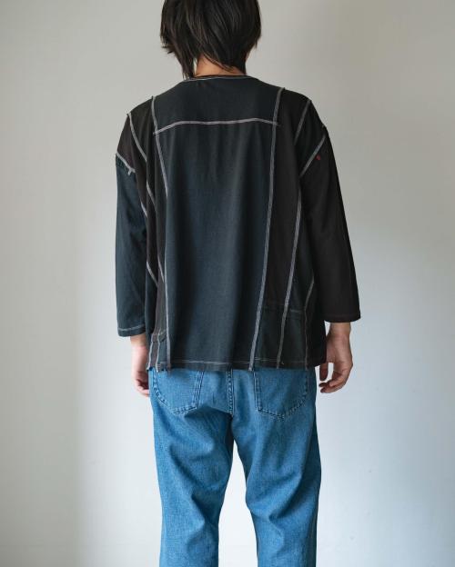 3/4SL T-SHIRT - BLACK DYED REUSE