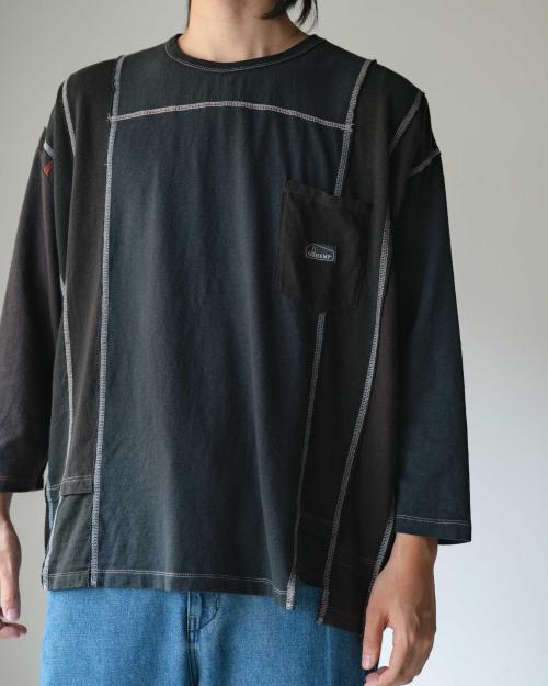 3/4SL T-SHIRT - BLACK DYED REUSE