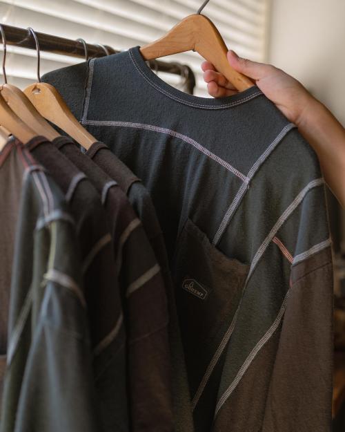 3/4SL T-SHIRT - BLACK DYED REUSE