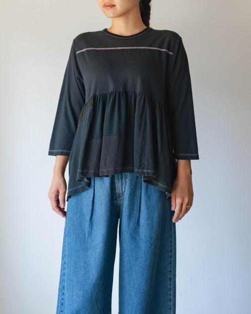 FOOTBALL TEE - BLACK DYED REUSE