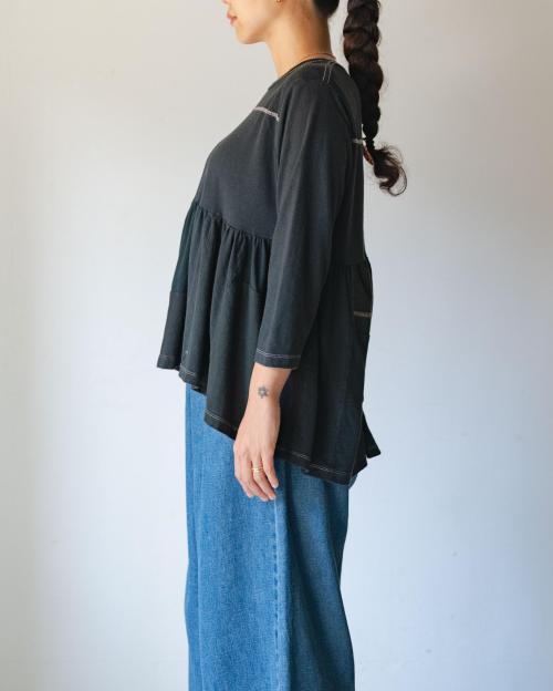 FOOTBALL TEE - BLACK DYED REUSE