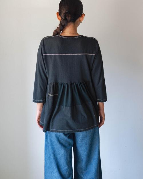 FOOTBALL TEE - BLACK DYED REUSE